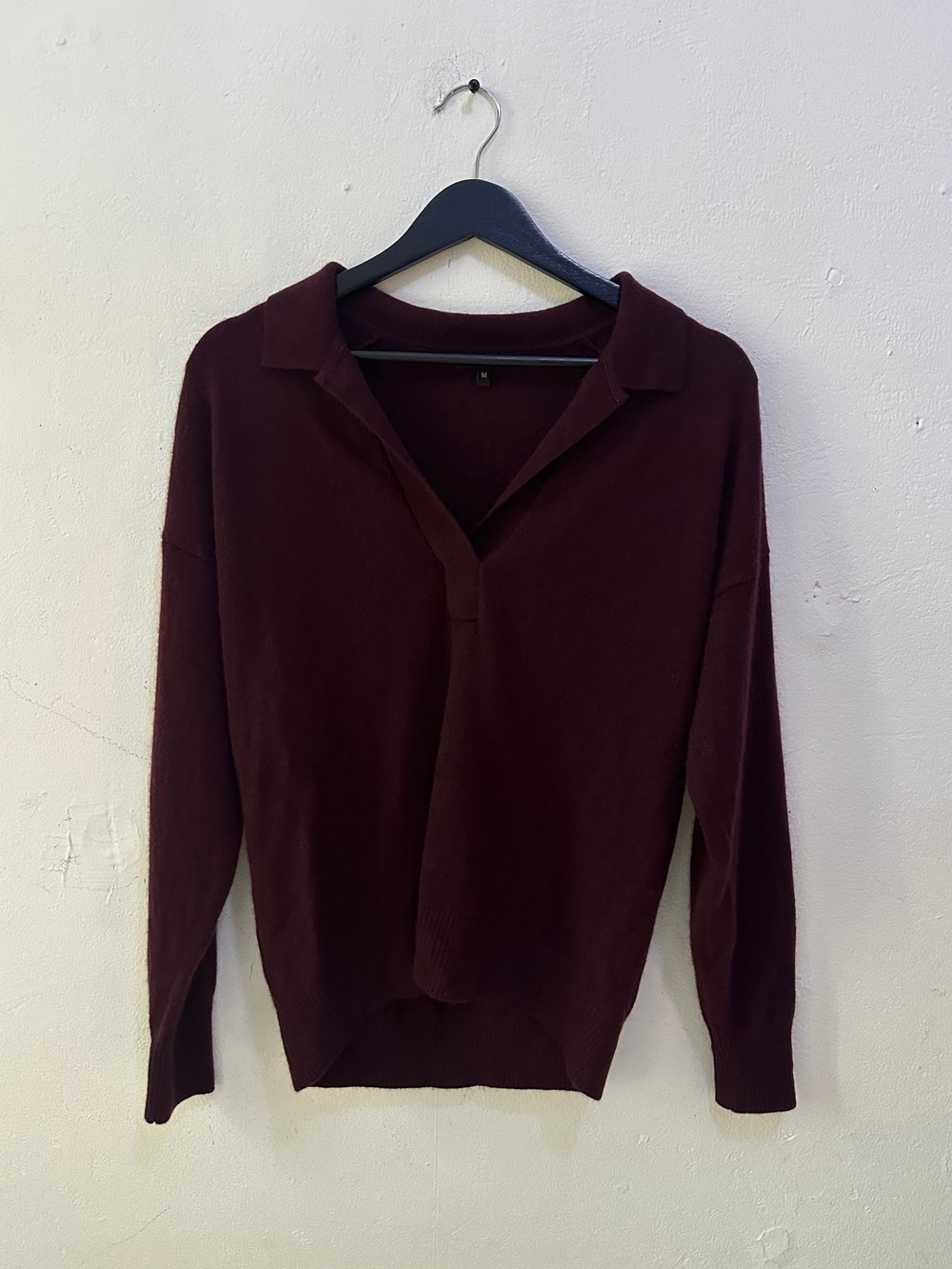 Quince 100% Cashmere Burgundy Burgundy Polo V-Neck Sweater Men’s M